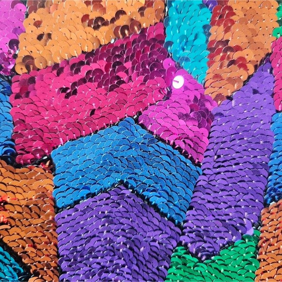 Vintage 80s Oleg Cassini Sequin Top 100% Silk & Rayon Sz 8 Statement Piece Artsy - Picture 10 of 16